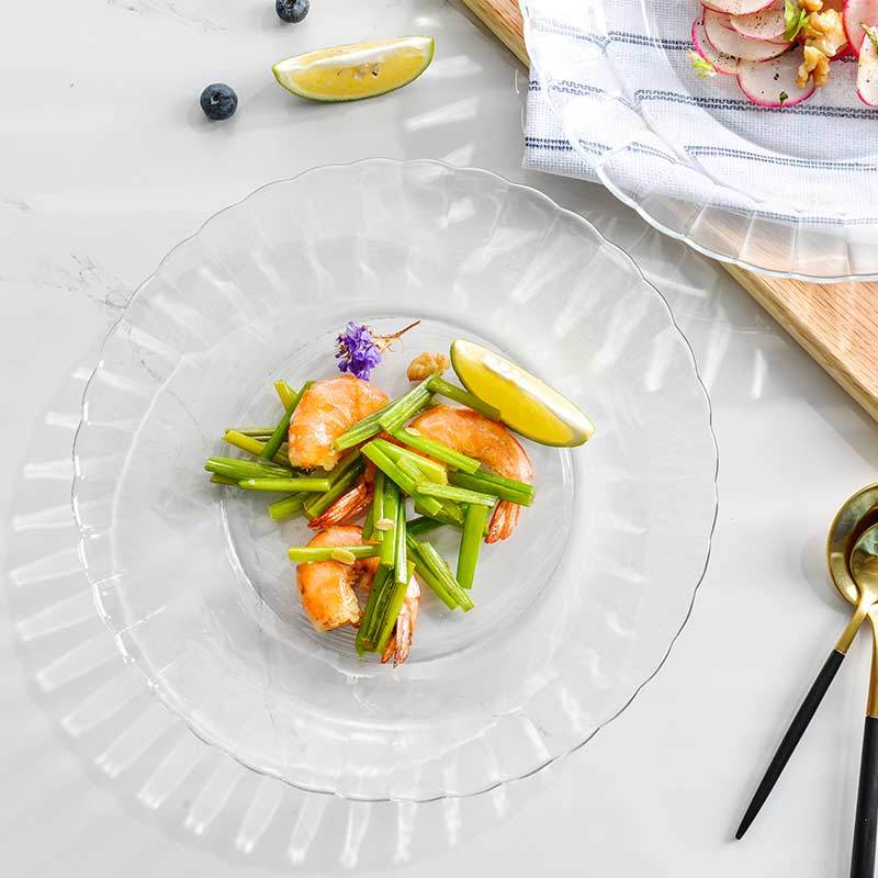 法国Duralex多莱斯 欧式西餐盘太阳花纹盘蛋糕盘 3023A 两只装·透明色