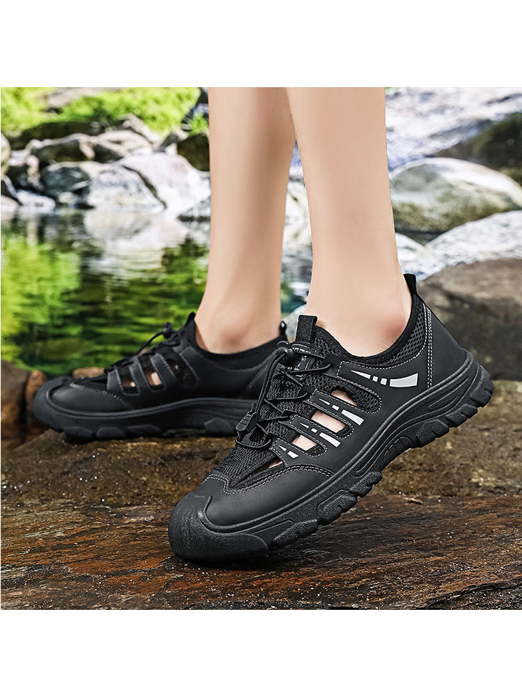 新款透气镂空网面轻便舒适软底男士单鞋·军绿色