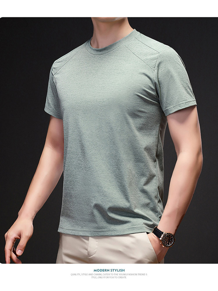 【新款特价 200斤内可穿】迪桑棉透气速干男士圆领短袖·卡其