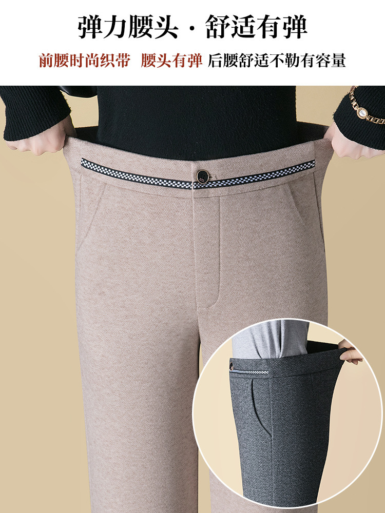 【大牌代工厂出品】和顺圣厚款刺绣腰羊毛呢阔腿裤2957·燕麦色