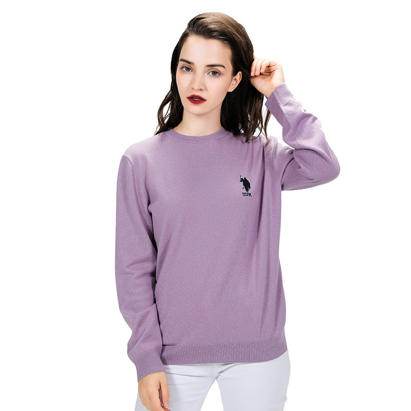美国U.S.POLO ASSN.100%羊毛羊毛衫女款·香芋紫