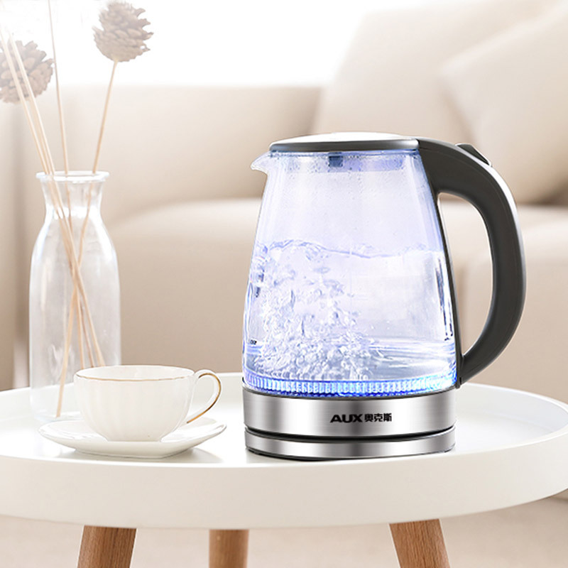奥克斯玻璃电热烧水壶蓝光煮水器全自动透明家用煲水煮茶保温一体hx-a