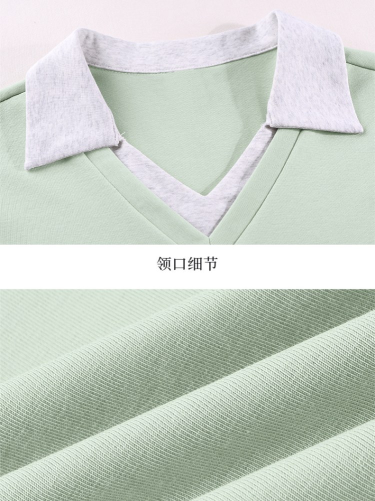 【92精梳棉】轩凌子拼接翻领短袖T恤XS82620047·冰茶色
