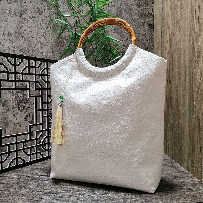 易世汀Y-ScheduleLasting原创设计时尚棉麻手提包竹节包·米白
