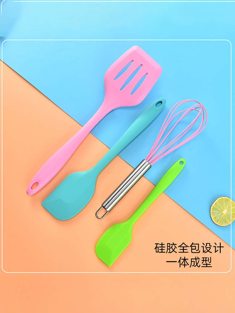 厨房用硅胶刮刀硅胶铲抹刀烘焙工具油刷家用厨房耐高温一体式刮刀·蓝色