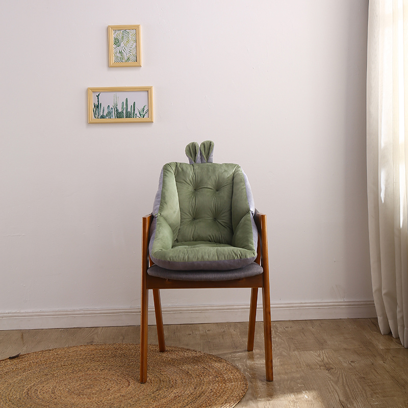 KATES HOME水晶绒耳朵款靠垫一体座椅坐垫1只装·草绿