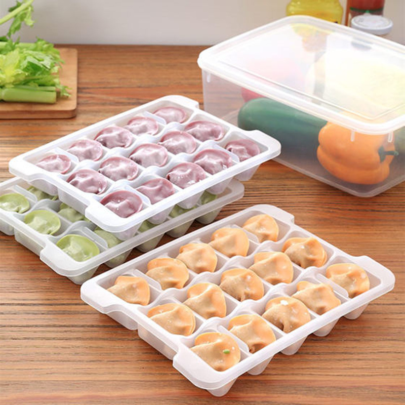 [JM]三层分格饺子馄炖冰箱保鲜收纳盒