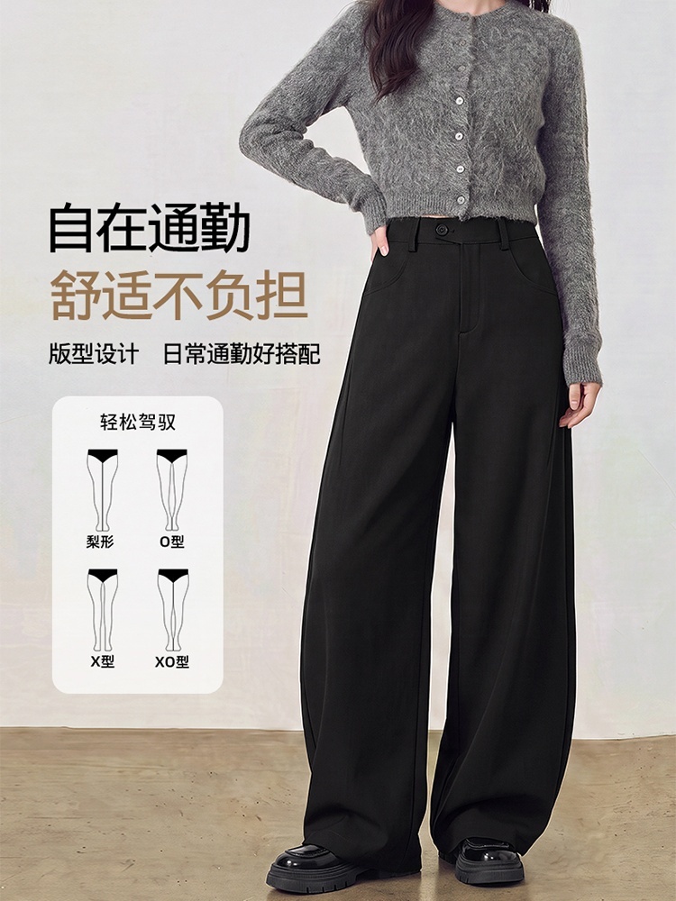 【品牌工厂出品】和顺圣春秋双扣松紧腰弯刀阔腿裤26086·黑色