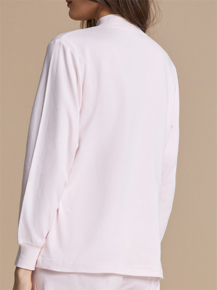 纤丝鸟舒适全棉女士半高领上衣-2件组·浅粉色