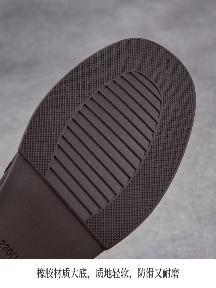 【手抓纹头层牛皮】至美轻软金属扣乐福鞋ZM269010·黑色