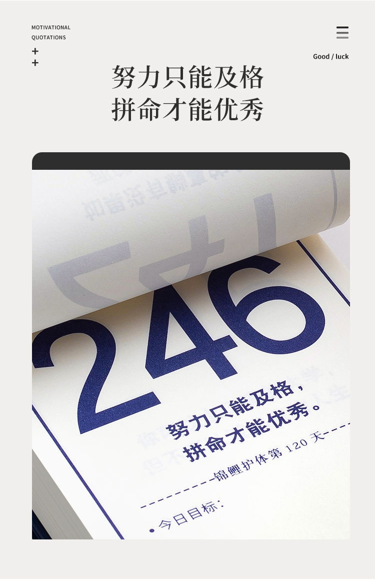 365天手撕倒计时计划本日历蓝色锦鲤
