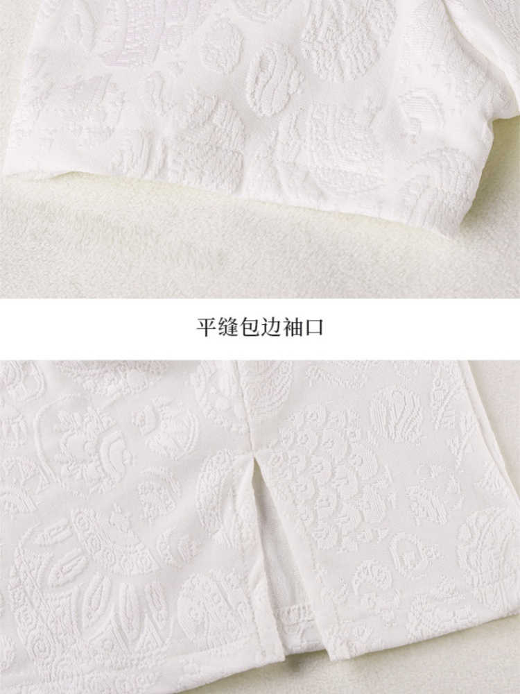 轩凌子暗纹提花抽褶T恤XS82620046·天蓝色