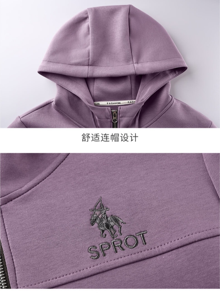 轩凌子撞色时尚款品质连帽外套S82530045·藕粉色