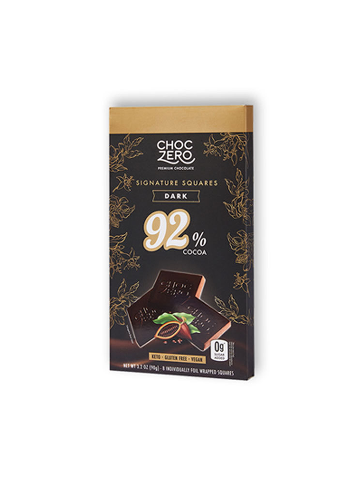 CHOCZERO®零巧纯脂方块92%黑巧克力 90克/盒（8片）*1盒