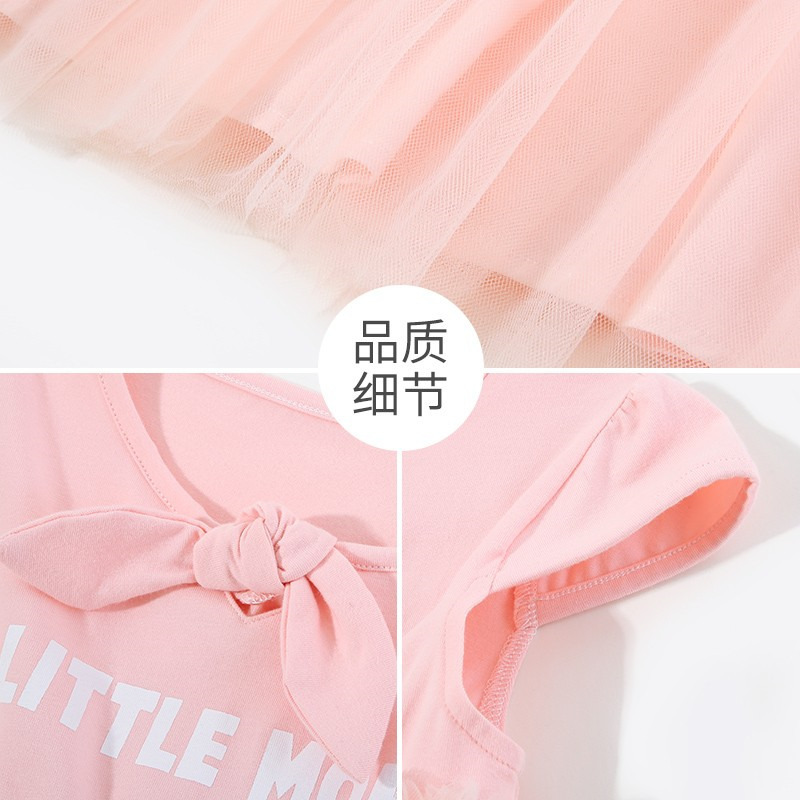 纤丝鸟儿童连衣裙（小小蝴蝶结）·水粉色