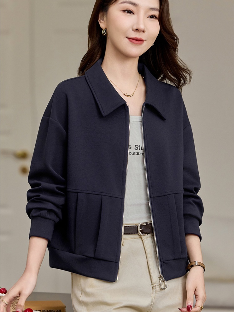 轩凌子设计感翻领开衫外套S82510005·绣红色