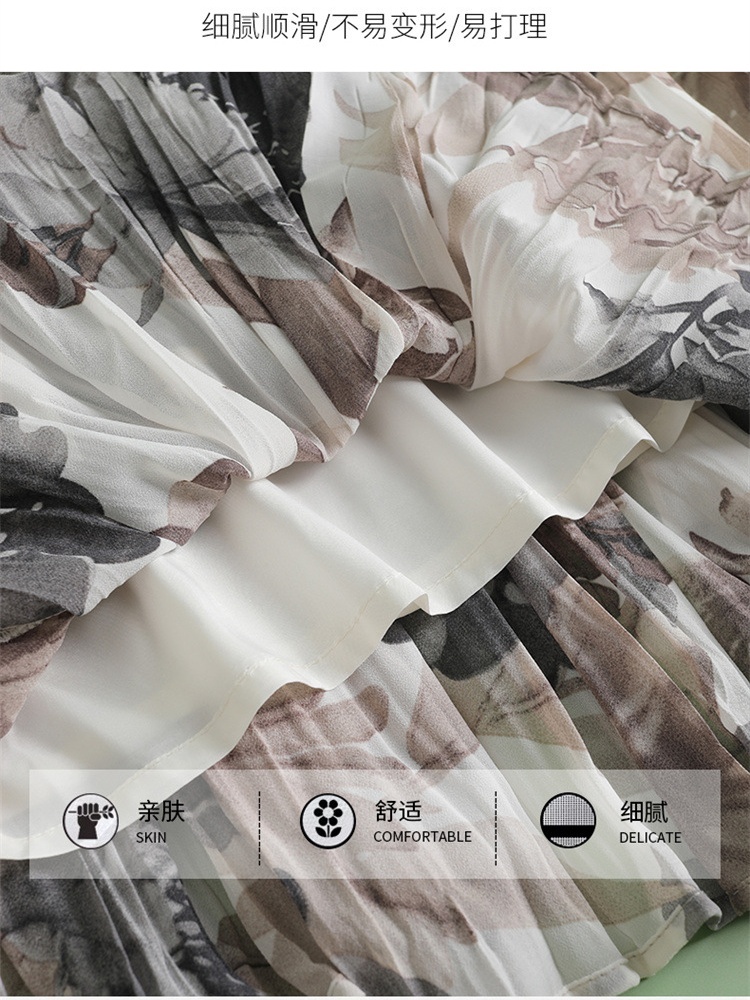 梦卓旋松紧腰飘逸雪纺百褶裙ZS511·15号