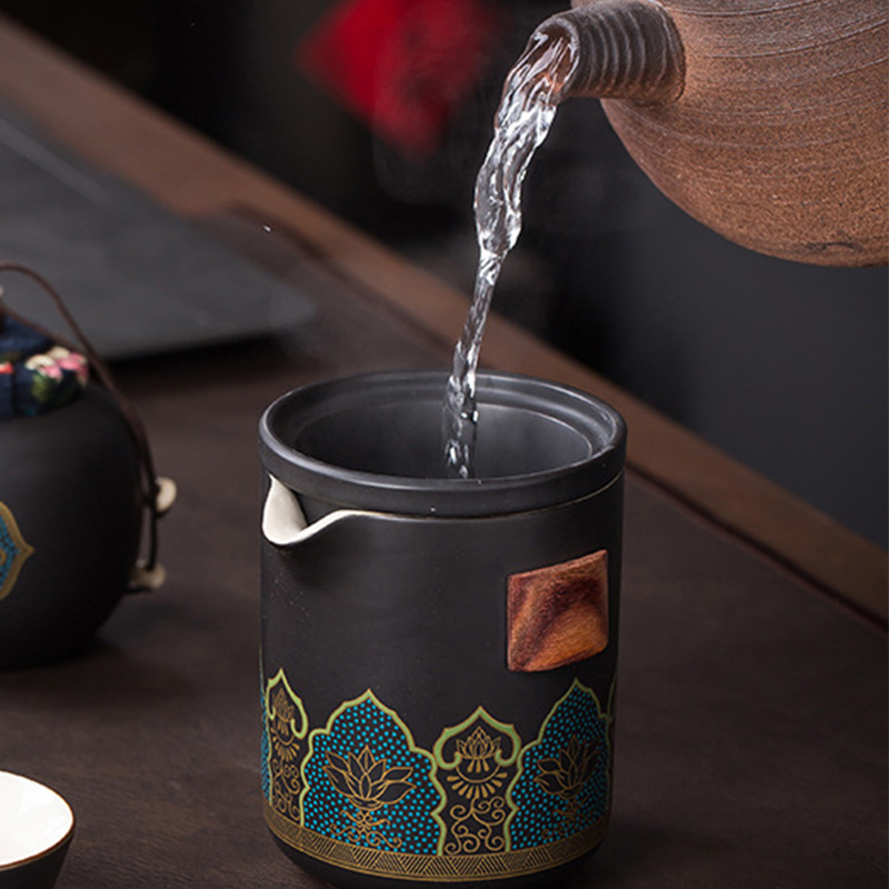 便携旅行陶瓷茶具套装·黑色