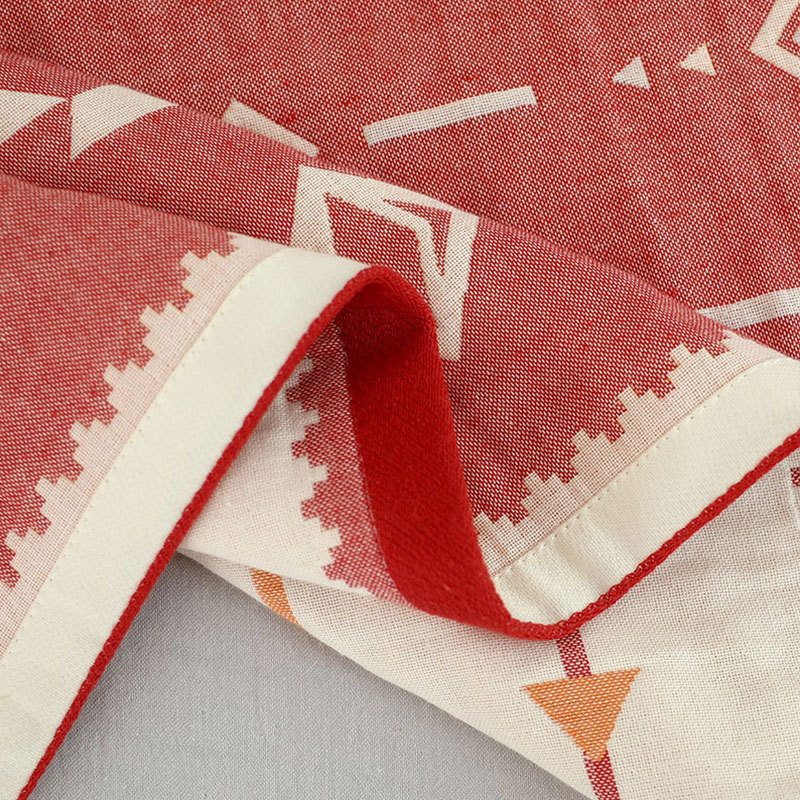 YENLN日本家居四层纱布枕巾一对50*75cm·玛雅部落红枕巾一对
