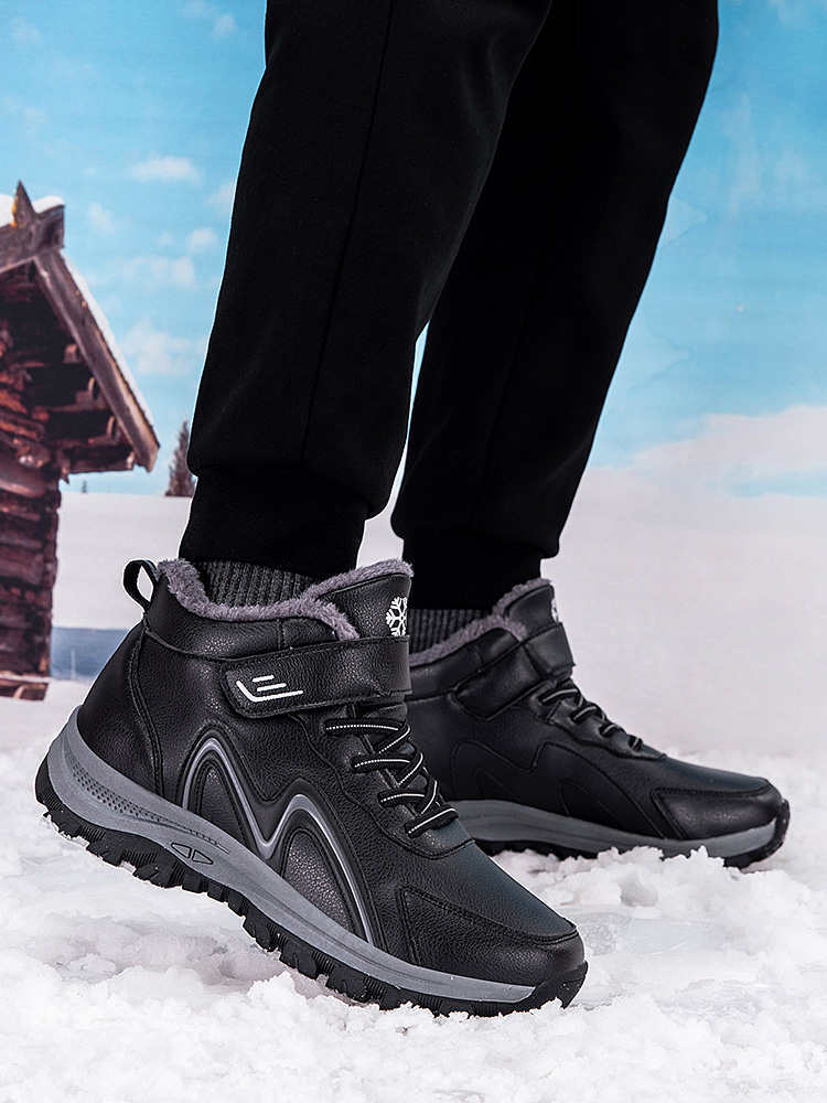 冬季加绒雪地靴抗寒保暖光面棉鞋户外加厚健步鞋DY-2239·黑色