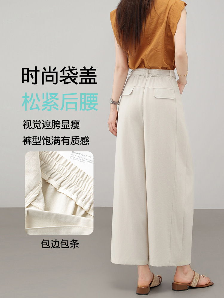 【大牌代工厂出品】和顺圣醋酸亚麻九分阔腿裤26027·藏青色