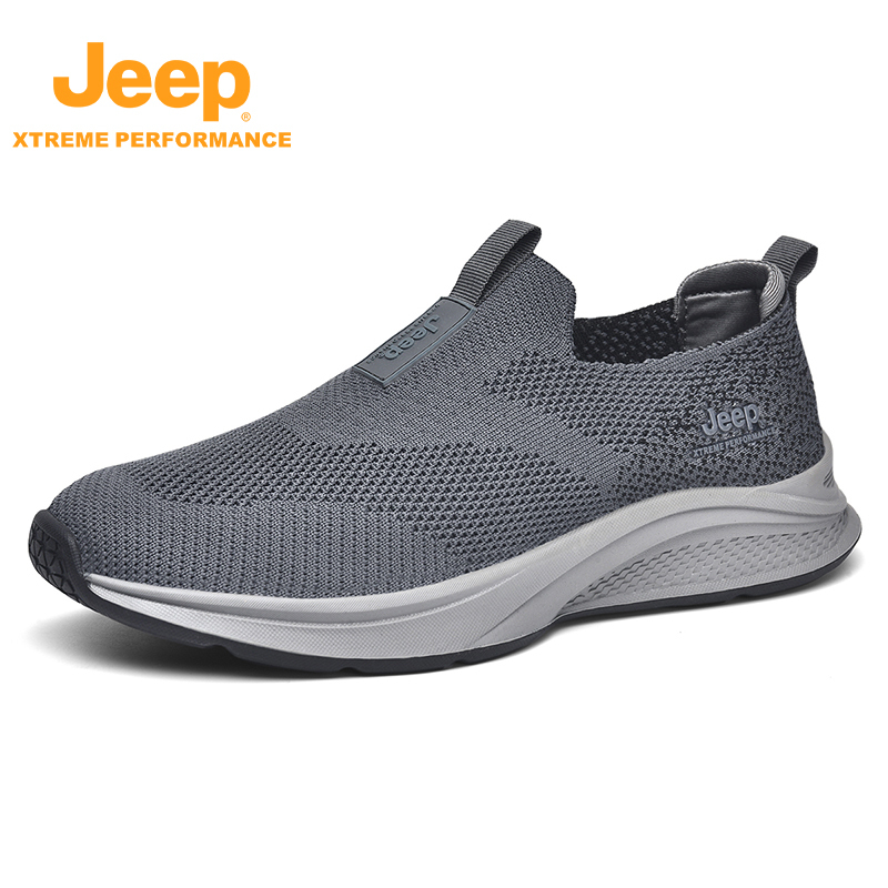 jeep男鞋新款透气休闲中老年爸爸鞋一脚蹬P311291284·灰色