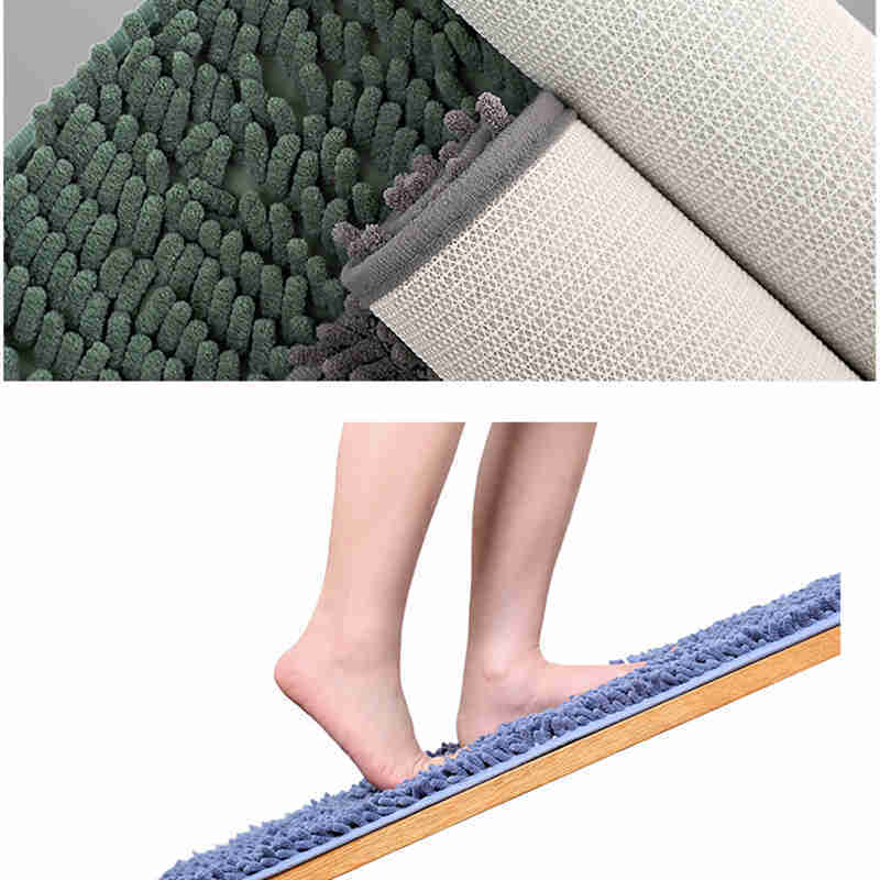 雪尼尔防滑吸水地毯地垫1块  40*60cm-·AA普通墨绿