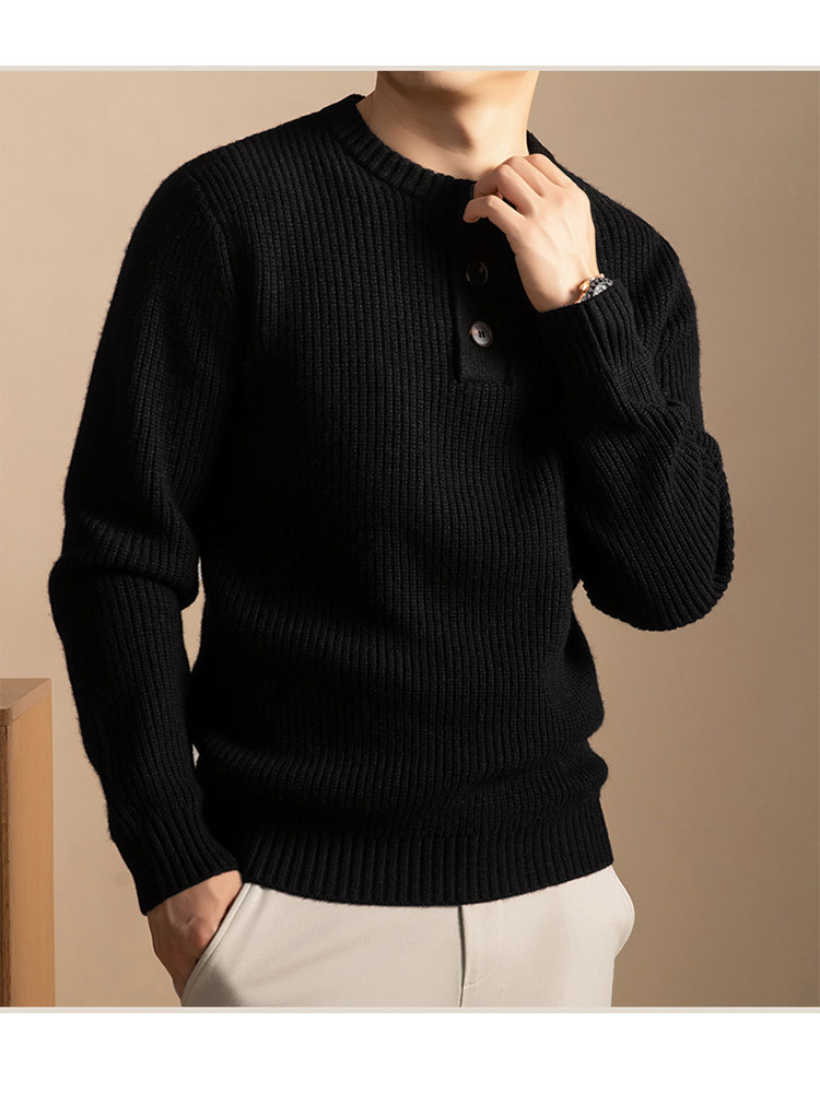 欧奈丝 男士加厚老钱风气质羊毛衫NSM5251402·深灰