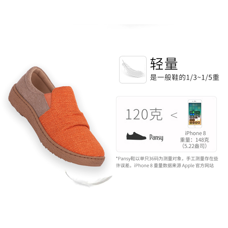 日本品牌Pansy 女士舒适渔夫鞋·桔黄色