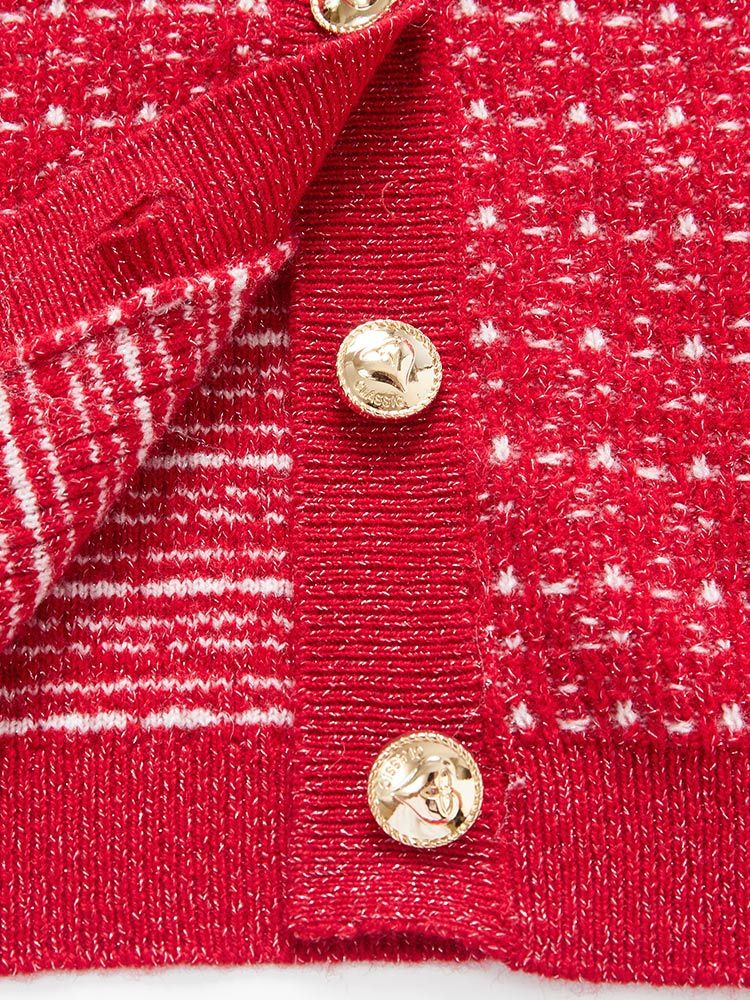 RifugioVo100羊毛经典小香风女士羊毛开衫·红色