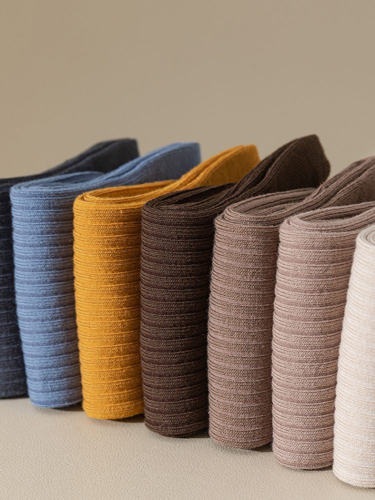 【92长绒棉】7双棉悟秋冬防臭抗起球条纹中筒袜5017·颜色随机