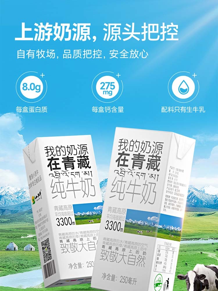 实惠家庭装 小西牛青海高原奶源牛奶-250ml*20