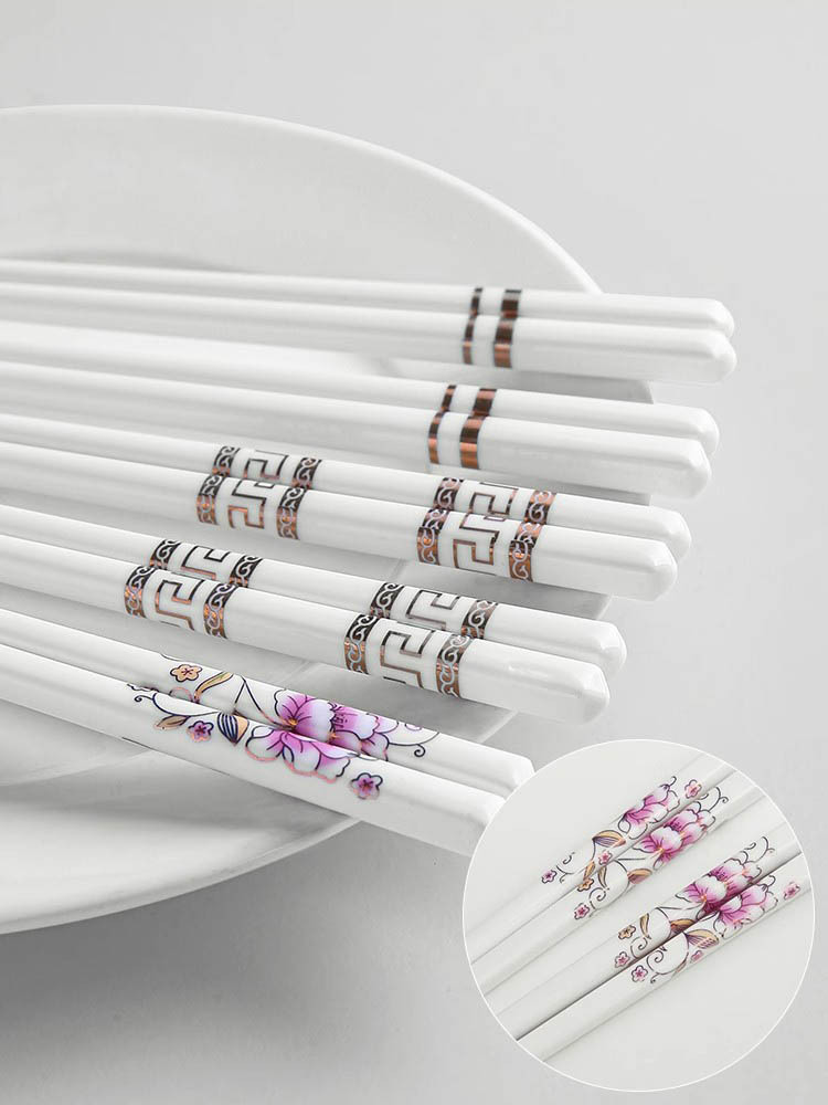 家用不发霉健康防滑中式骨瓷筷子耐高温易清洗陶瓷筷子（10双）·金玉满堂（10双）