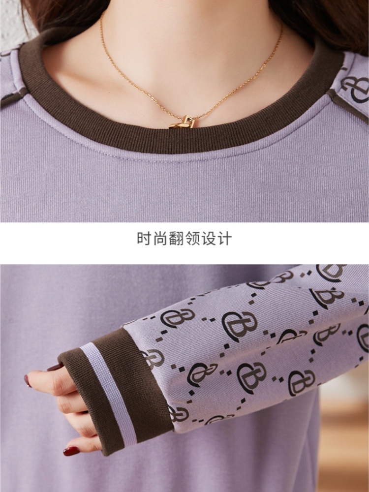 轩凌子字母插肩袖卫衣S82410033·烟雾紫