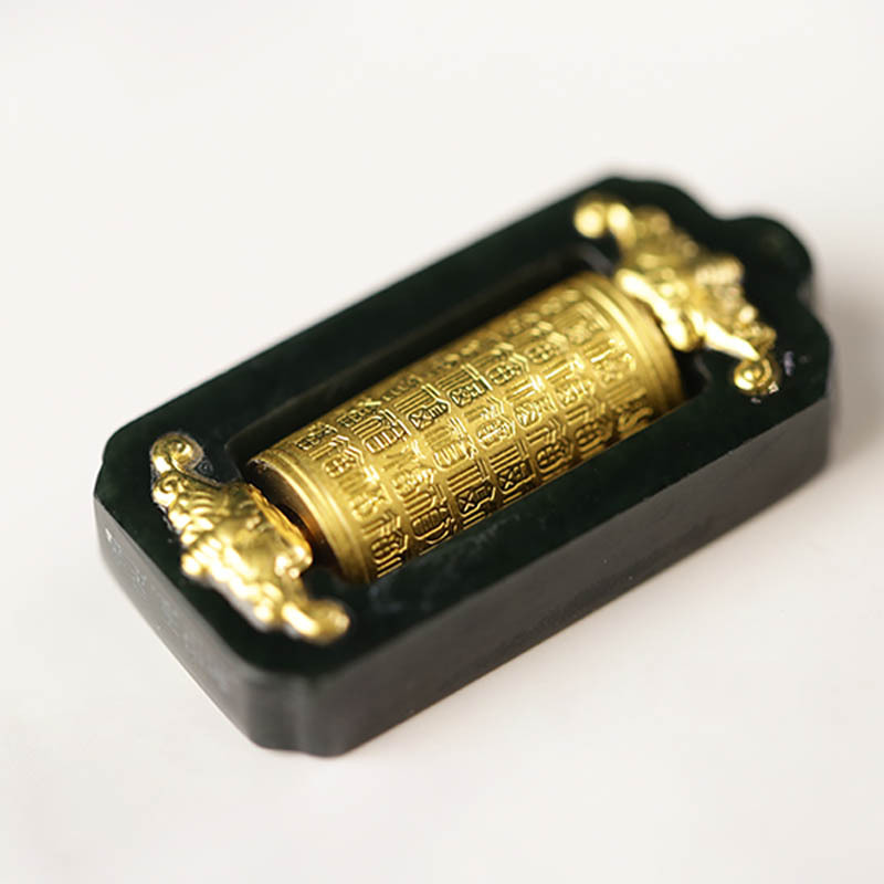 慕古 足金和田玉吊坠·转金桶