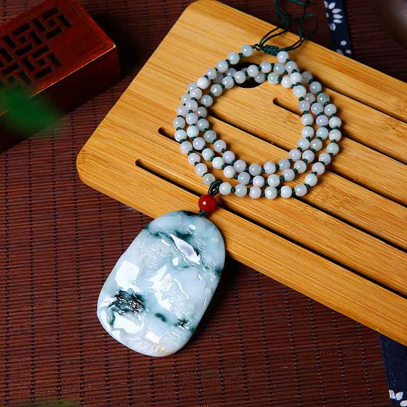 歆弘美玉江山如画老坑翡翠挂件孤品