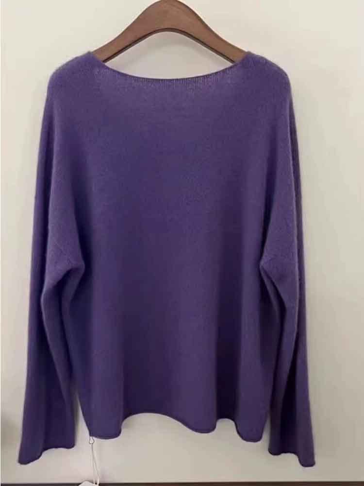 米彩微姿 特价秒杀纯净版圆领针织羊毛衫·紫色
