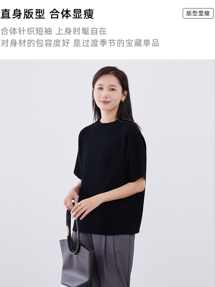 SOCOCOLURE羊毛提花针织衫·黑+黑