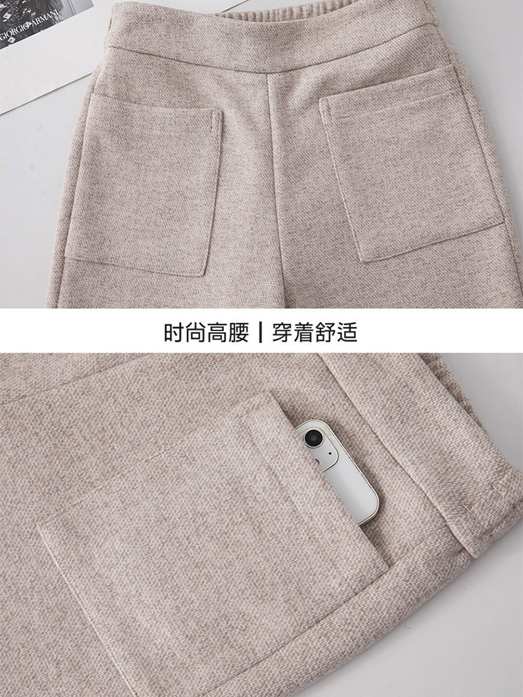 【大牌代工厂出品】和顺圣秋冬加厚羊毛呢九分阔腿裤8372·燕麦色