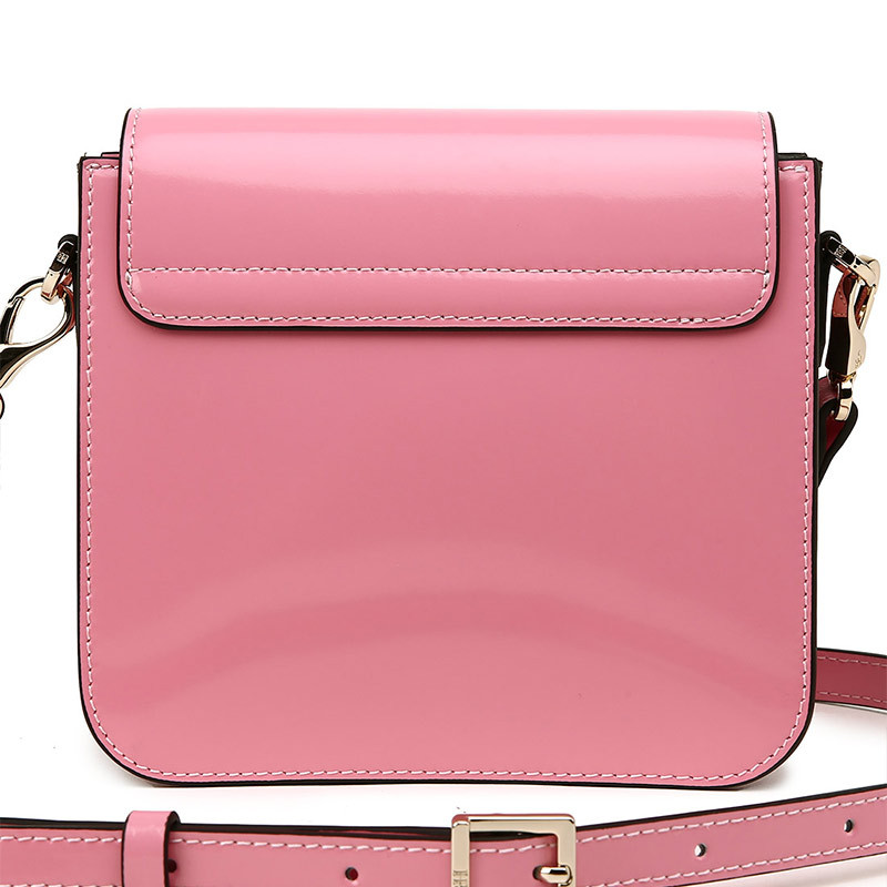 赫莲娜hr 女士单肩包时尚潮流牛皮女斜挎包亮皮女士小包包·粉色