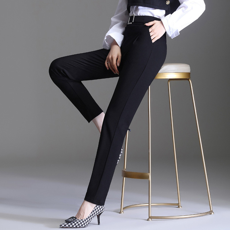 【190斤内可穿】春季新款时尚哈伦裤·方扣常规黑色长裤