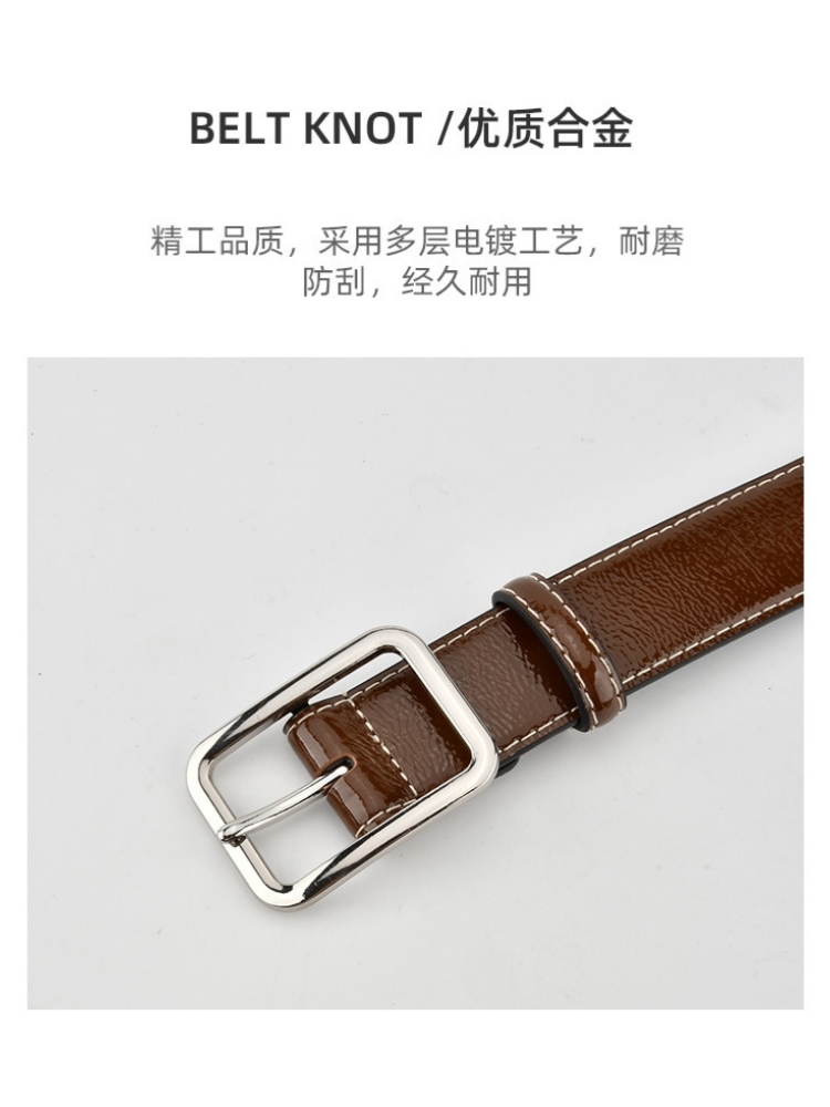 杜鹃鸟漆面牛皮宽版方扣腰带38027·焦糖