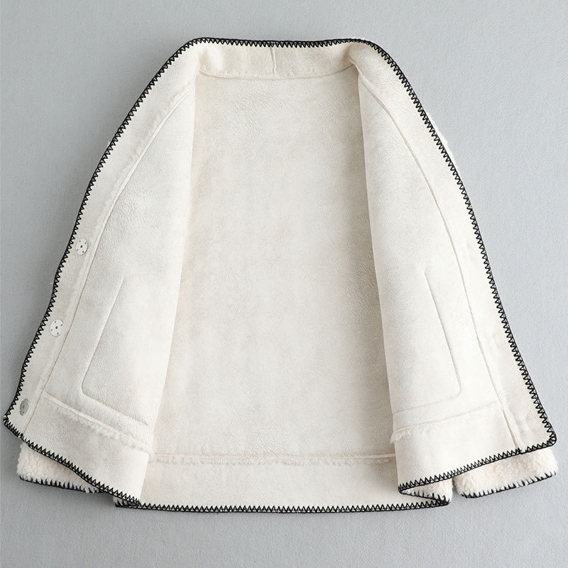 安柘娜复合一体颗粒羊毛皮草大衣·19064白色