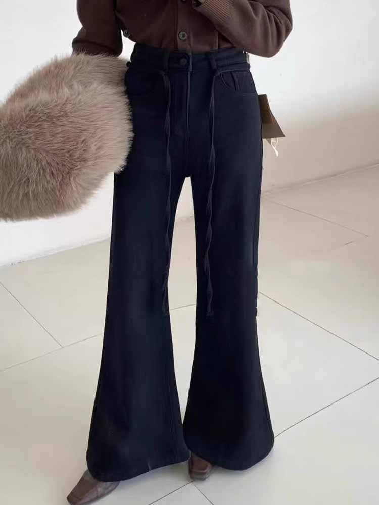 升级上新版 高腰显瘦直筒微喇牛仔裤·黑色