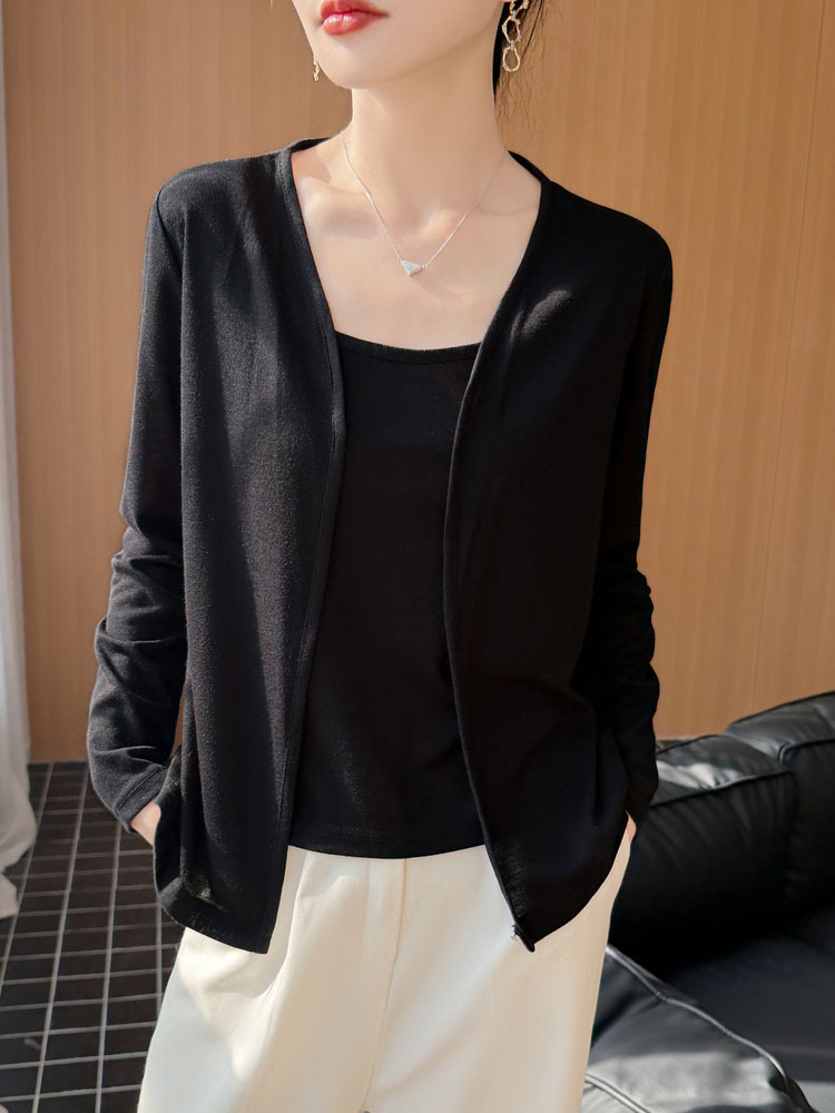 【新款特价】高支精纺莱赛尔透气假两件V领宽松遮肉上衣·暖阳黄