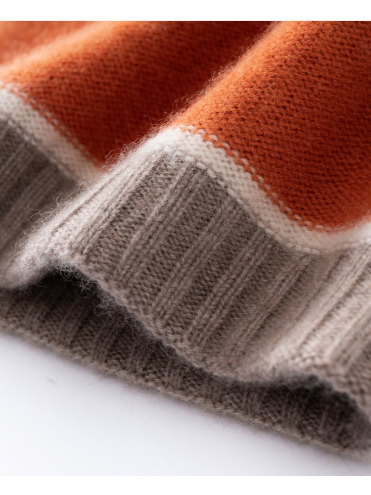 特舒拼色双层山羊绒帽MJ1130·青绒色