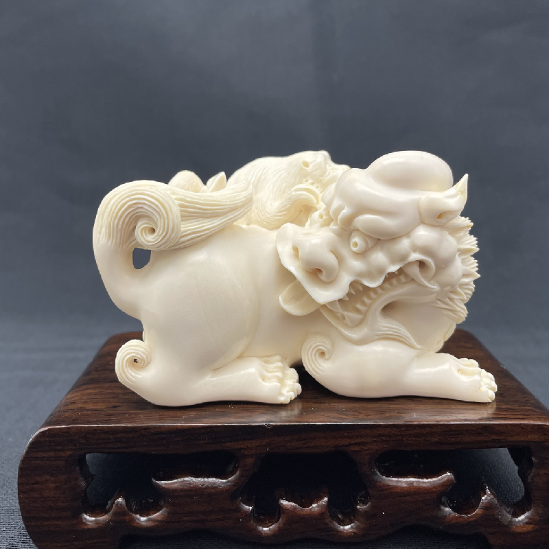 泓铭珠宝麒麟瑞兽猛犸象牙摆件