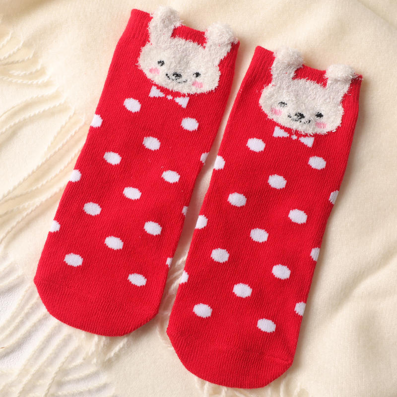 纤丝鸟时尚儿童袜*5双装·红袜