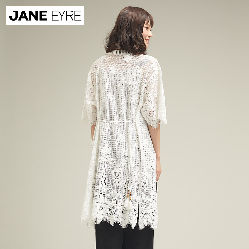 Jane Eyre 夏季长款蕾丝开衫海边度假外套(JE5754)·白色