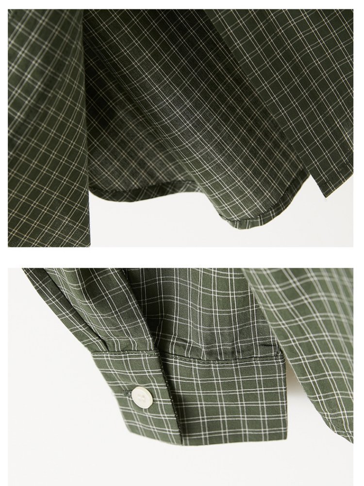 100棉可风各梭织侧系带格子衬衫61080·姜黄色